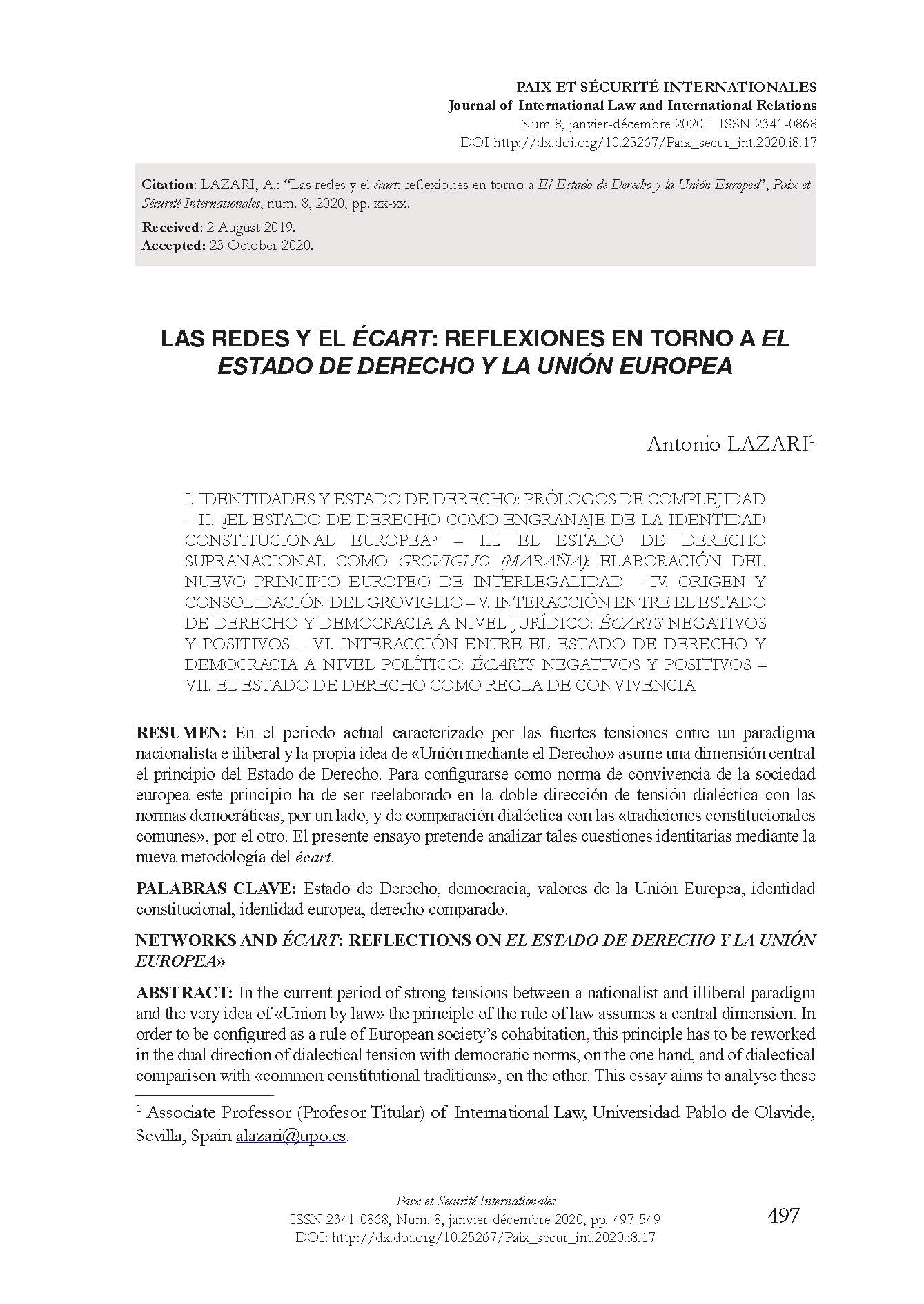 Las  redes y el écart: reflexiones a en torno a “El Estado de derecho y la Unión Europea”