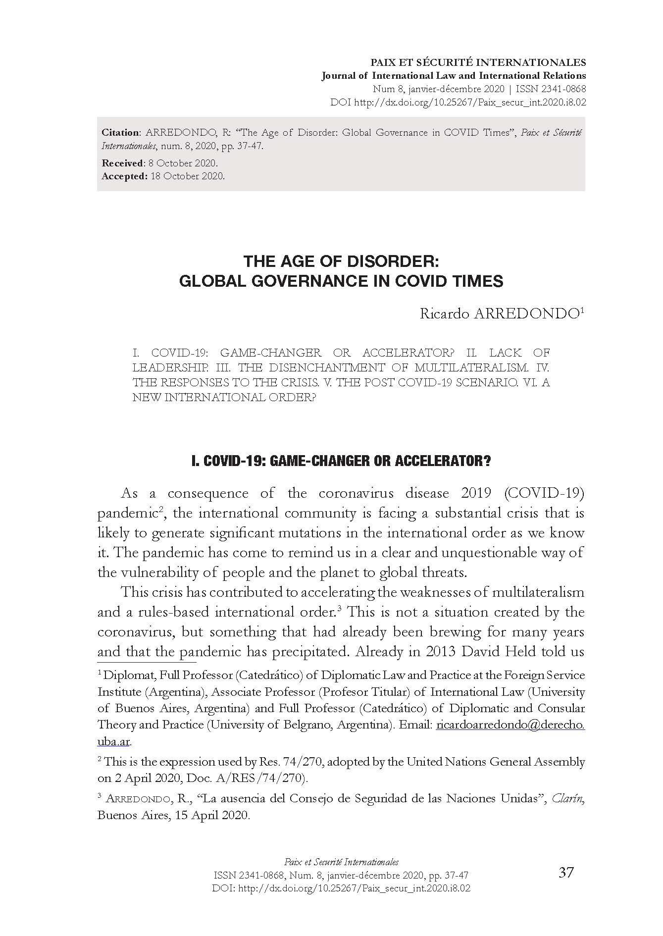 Age of Disorder: Global Governance in COVID Times