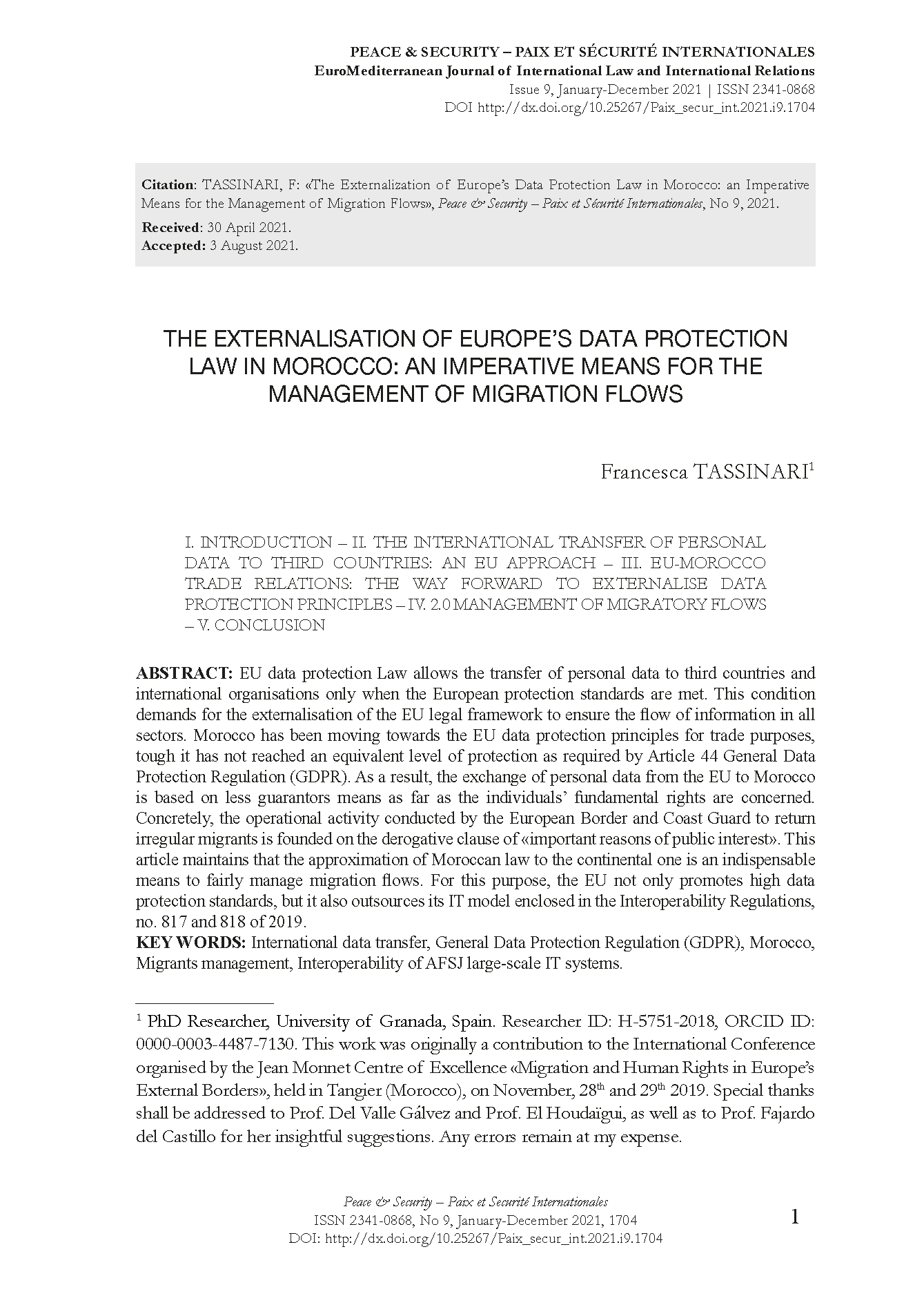 The Externalization of Europe’s Data Protection Law in Morocco: an Imperative Means for the Management of Migration Flows