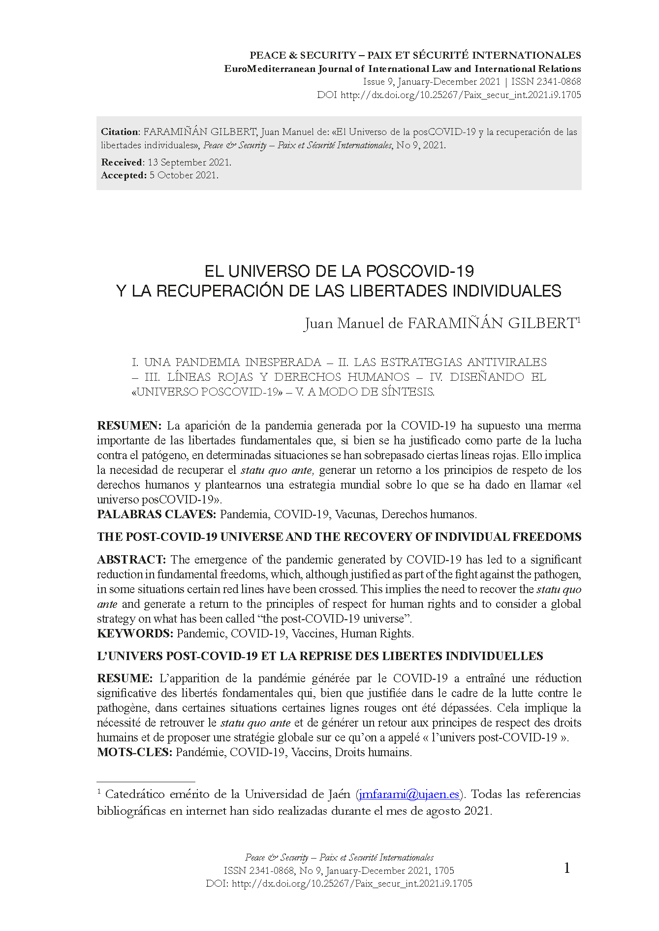 El Universo de la posCOVID-19 y la recuperación de las libertades individuales