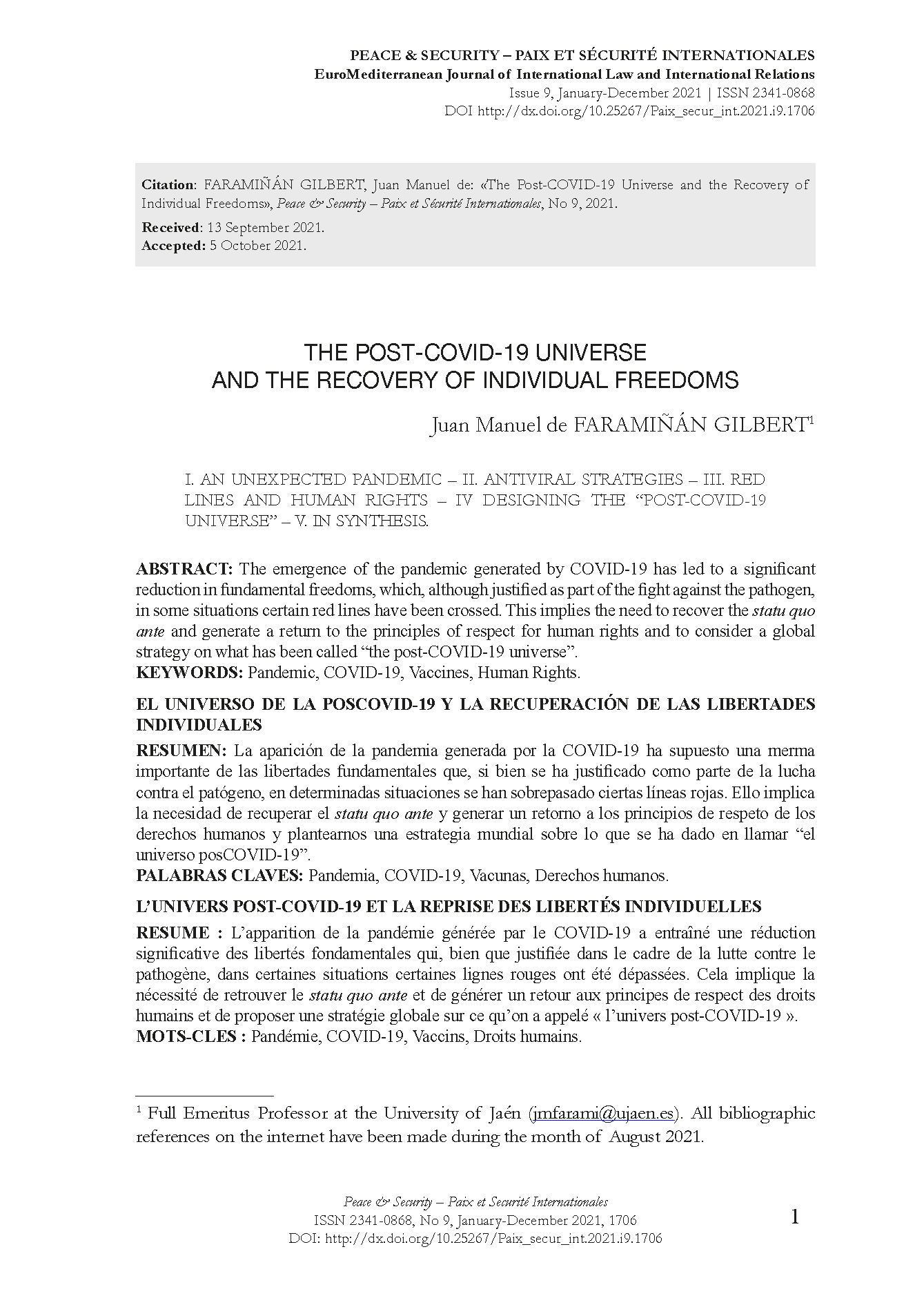 The Post-COVID-19 Universe and the Recovery of Individual Freedoms