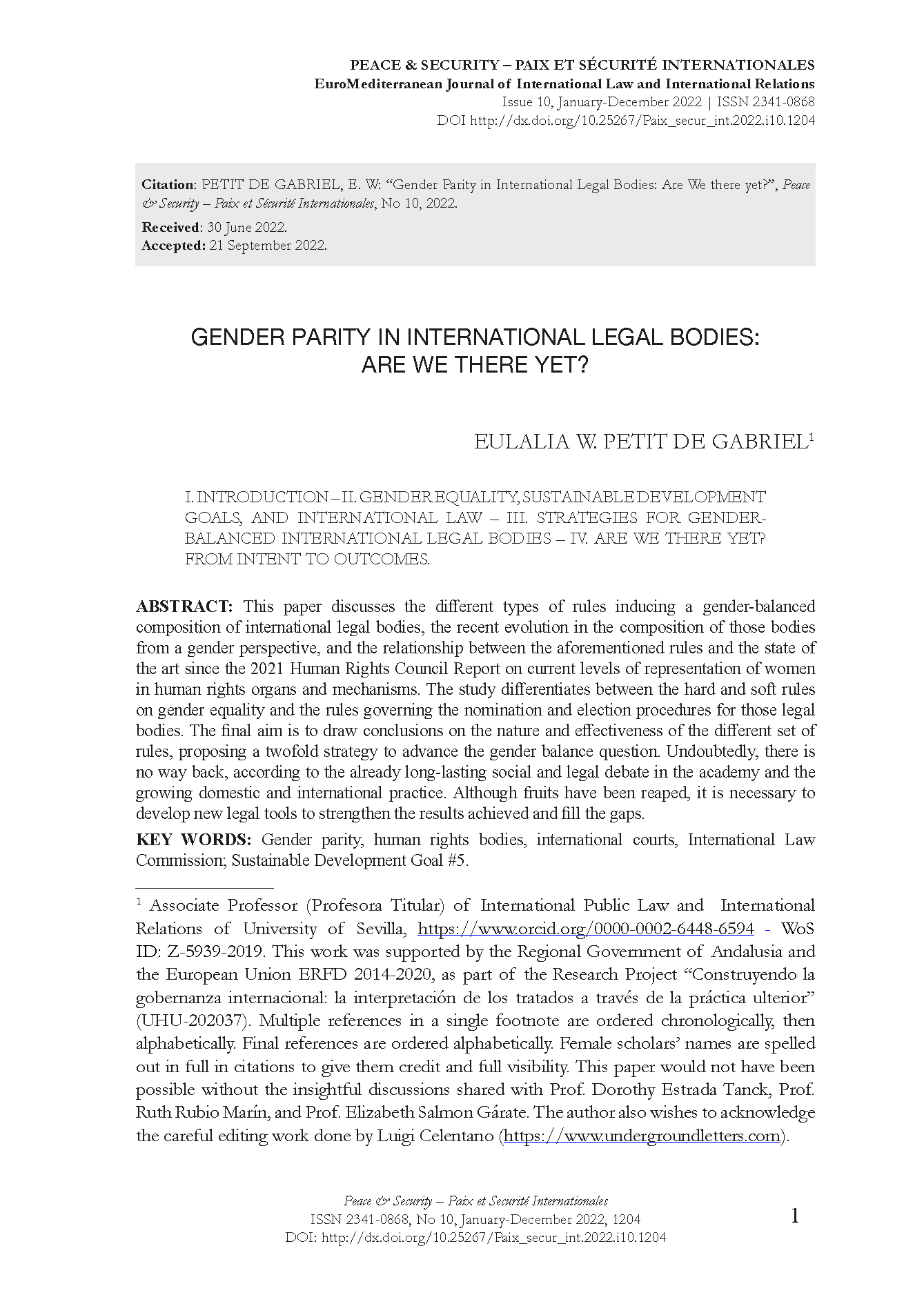 Gender Parity in International Legal Bodies: Are We there yet?
